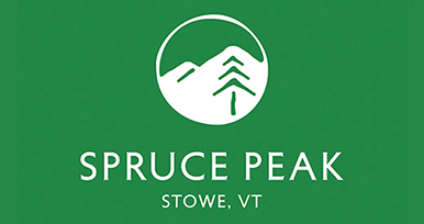 Spruce Peak logo with mountain illustration.