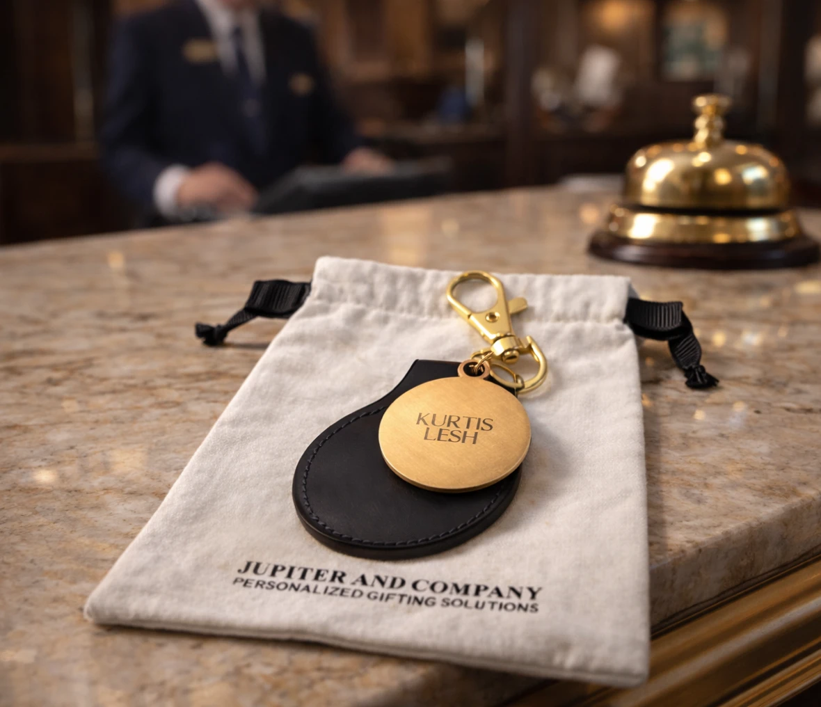 Luxury keychain on marble counter